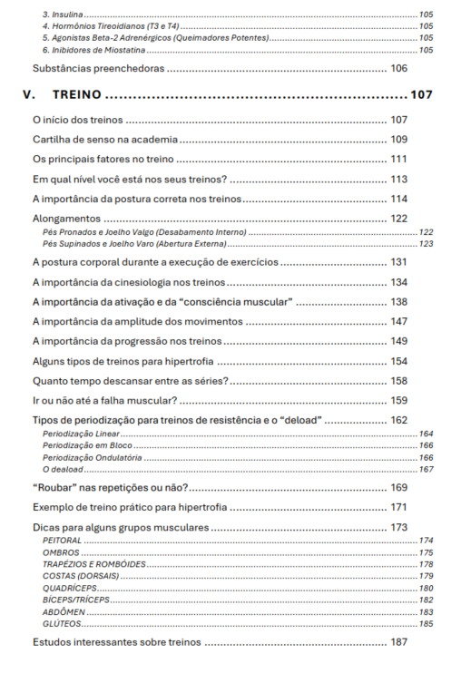 Sumário do livro: capítulo de Treino